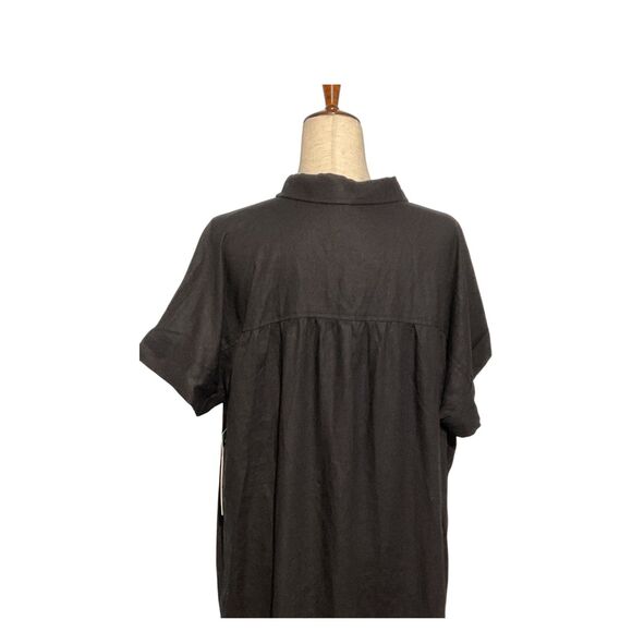 Well Worn Black Linen Blend Button Up Shirt Dress Size XL - Picture 8 of 15